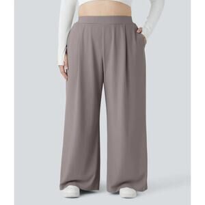 Sz 2X HALARA Gray Flex™ MicroWaffle High Waist Slimming Wide Leg Work Pants